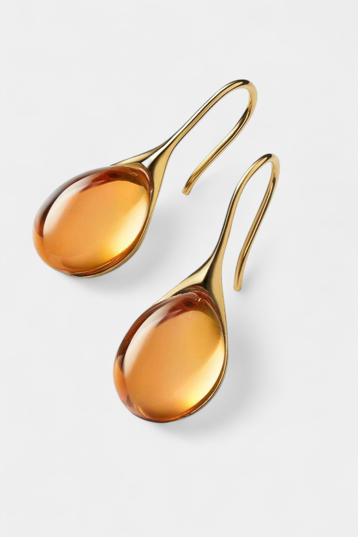 Conjunto de brincos de gota de cristal em ouro e prata