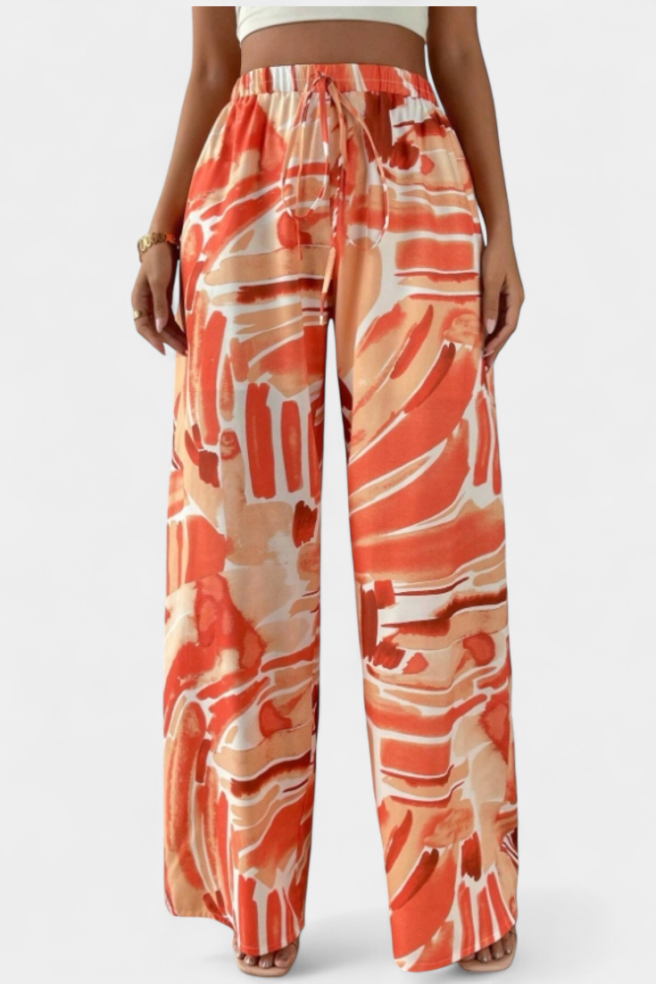 Senda Plati Kelnės su Abstrakčiu Raštu