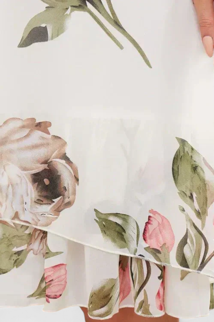 Vestido Tameka com Pétalas e Mangas Transparentes