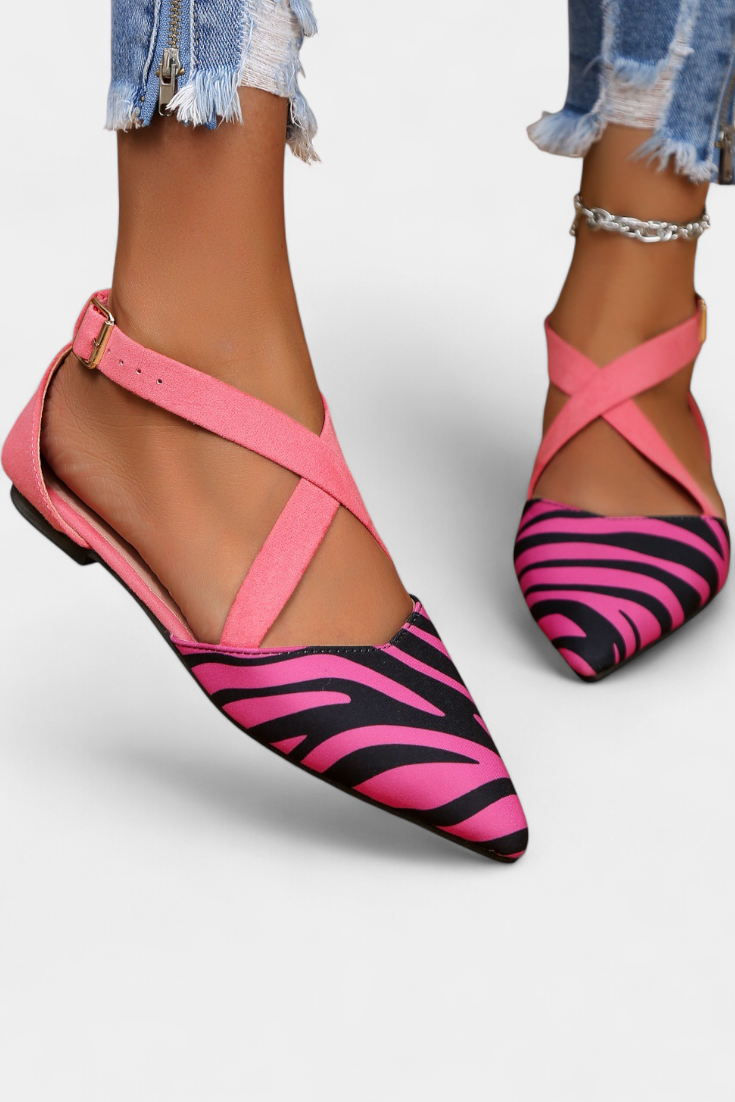 Fenna Balerinos su Zebra Raštu ir Kryžminėmis Diržais