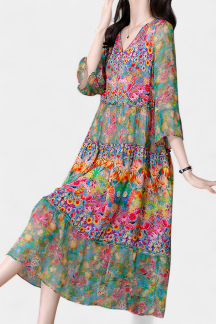 Vestido Midi Kate com Padrão Floral