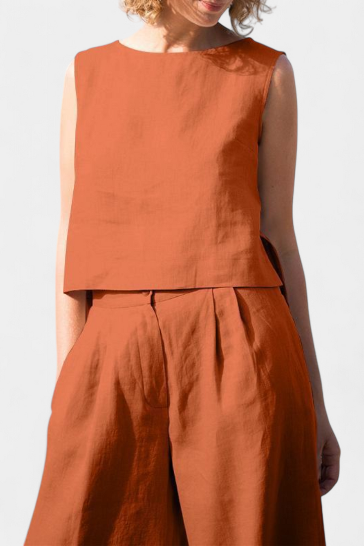 Conjunto Yvanne Vintage Sem Mangas para o Verão