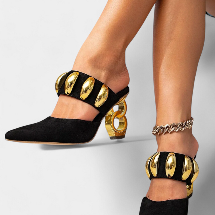 Sandálias de Salto Alto Decoradas com Acentos Metálicos Irene