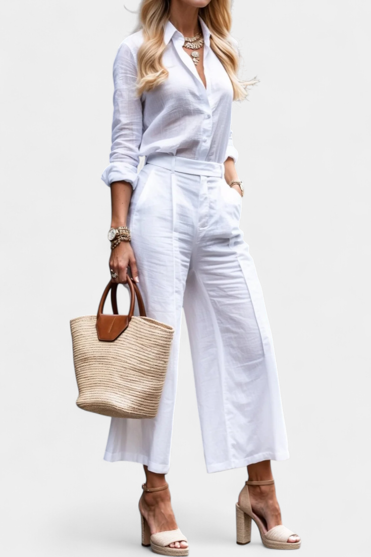 Sabina Laisvas Marškinėliai ir Capri Kelnės Komplektas