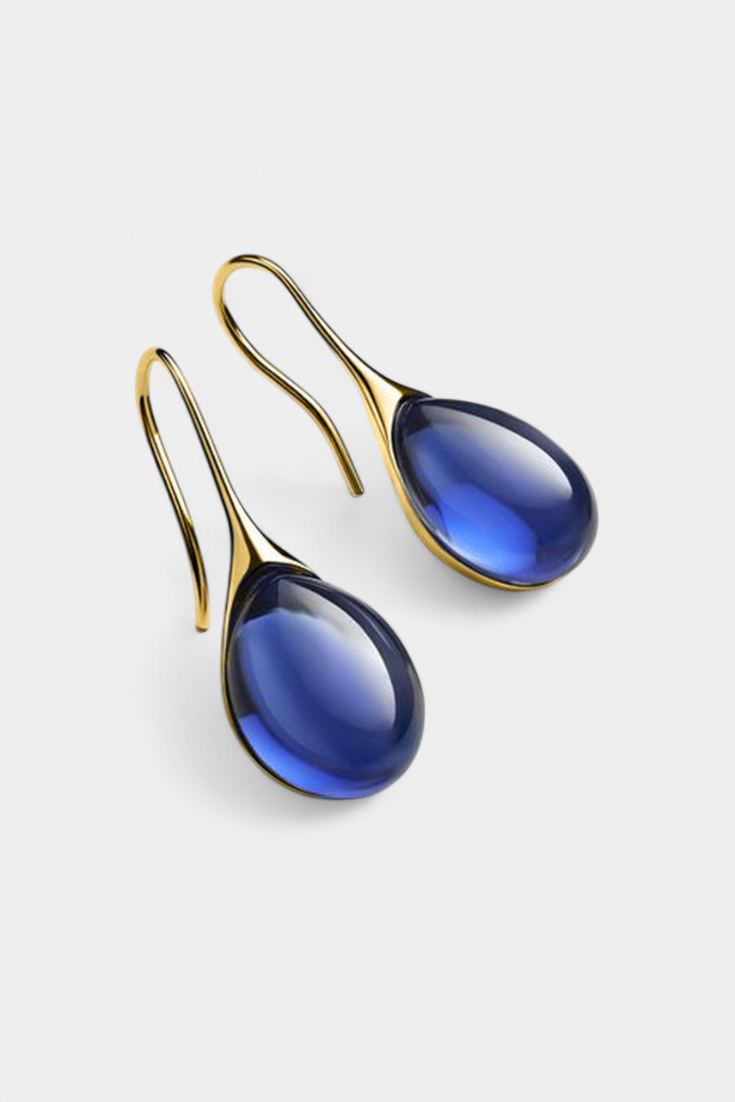 Conjunto de brincos de gota de cristal em ouro e prata