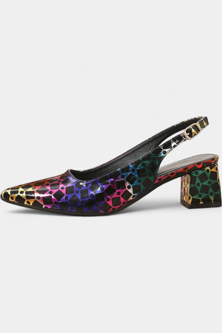 Karthleen Biezie Sapatos de Salto com Padrão Geométrico