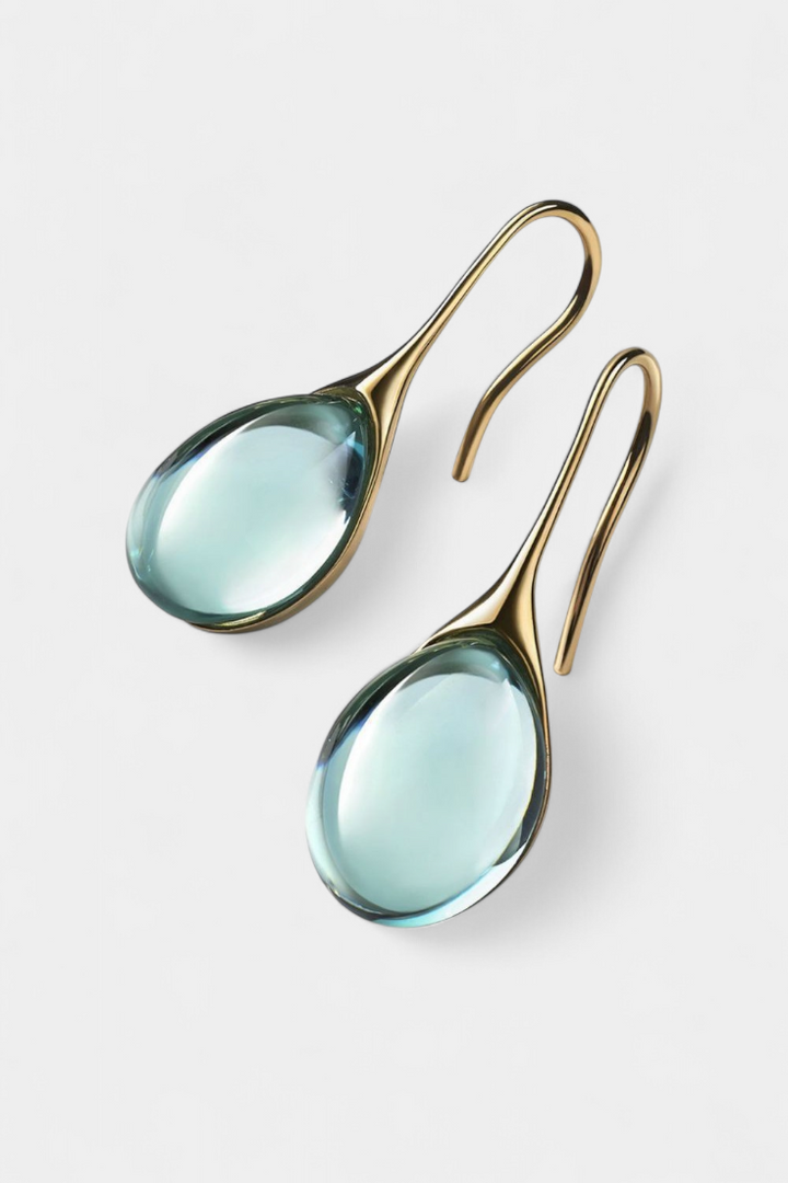 Conjunto de brincos de gota de cristal em ouro e prata