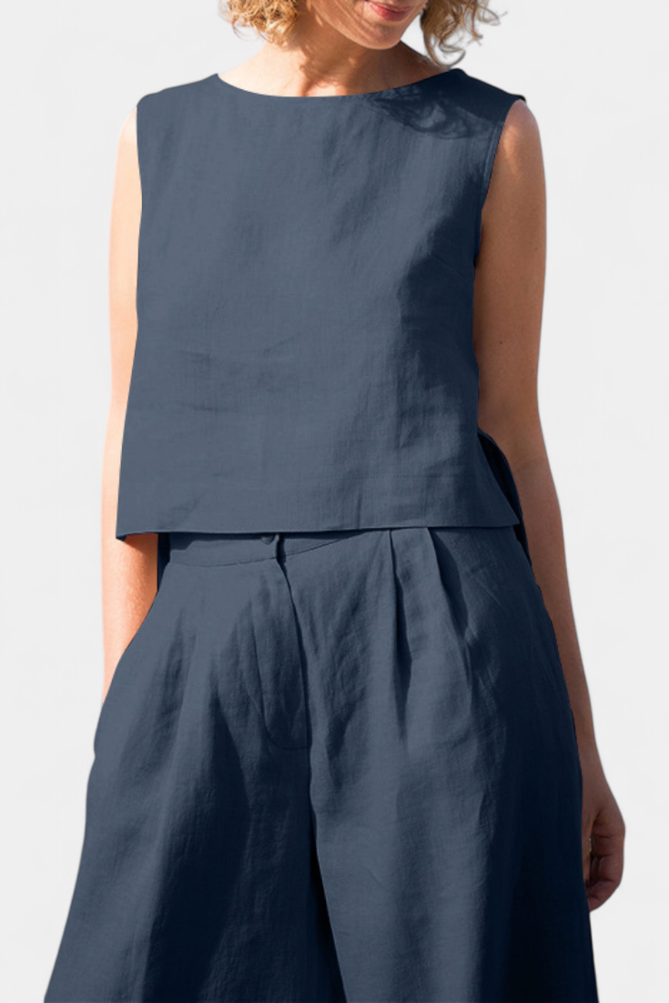 Conjunto Yvanne Vintage Sem Mangas para o Verão