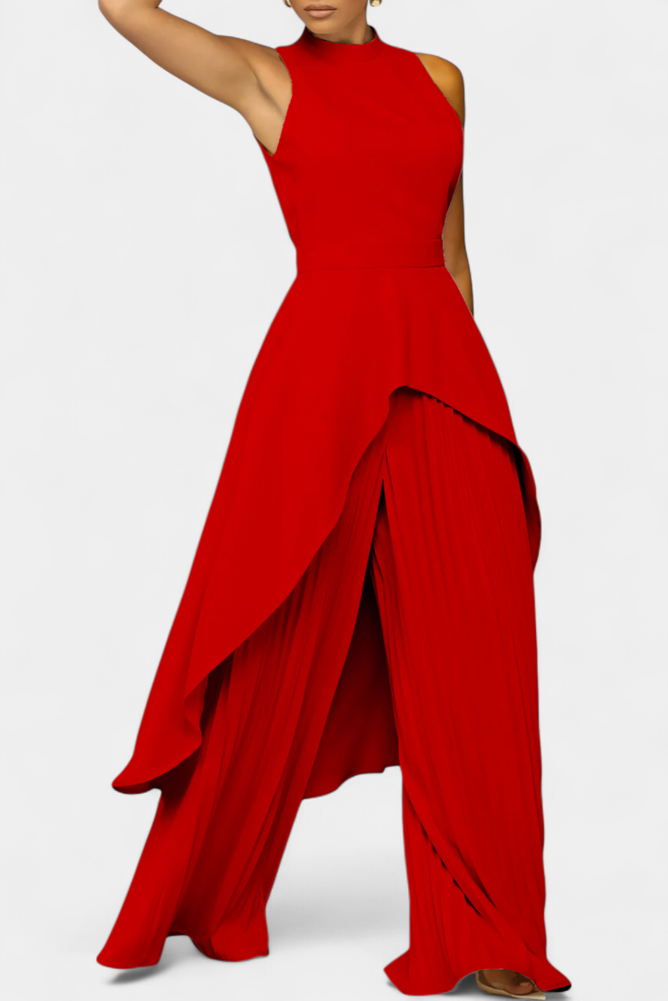 Chrysoula Asimetrinis Komplektas su Plisuotomis Kelnėmis