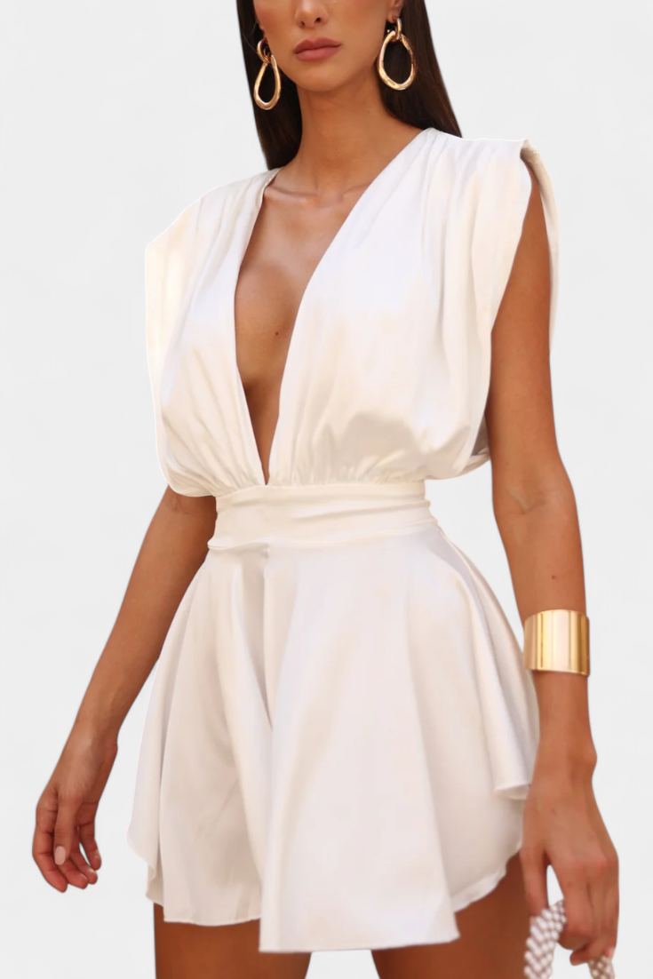 Rosalba Mono com Decote Profundo e Cintura Definida