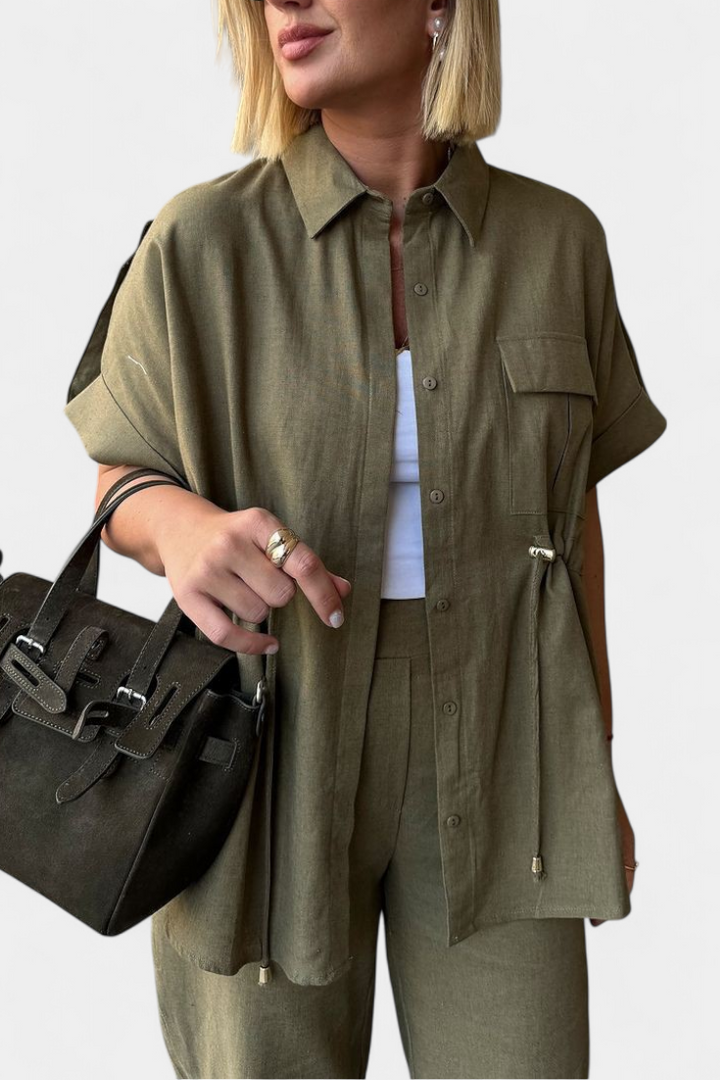 Lani Camisa e Calças Relaxadas de Algodão e Linho