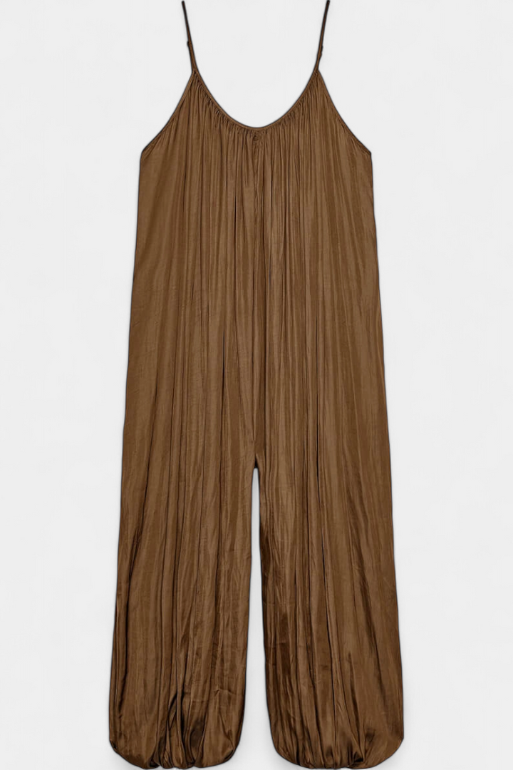 Lūcija Mono Garais Plisėtas su Laisvu Siluetu