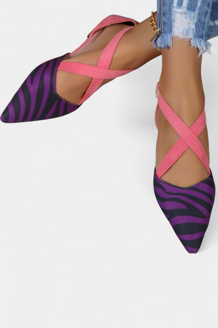 Fenna Balerinos su Zebra Raštu ir Kryžminėmis Diržais