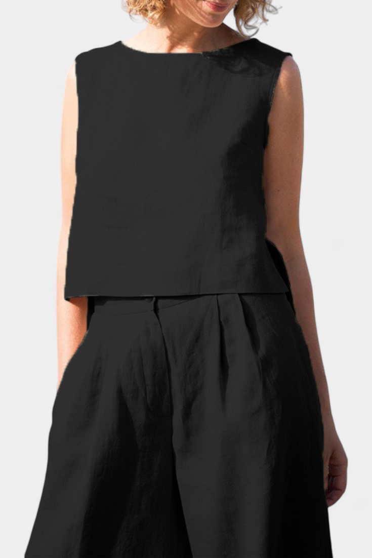 Conjunto Yvanne Vintage Sem Mangas para o Verão