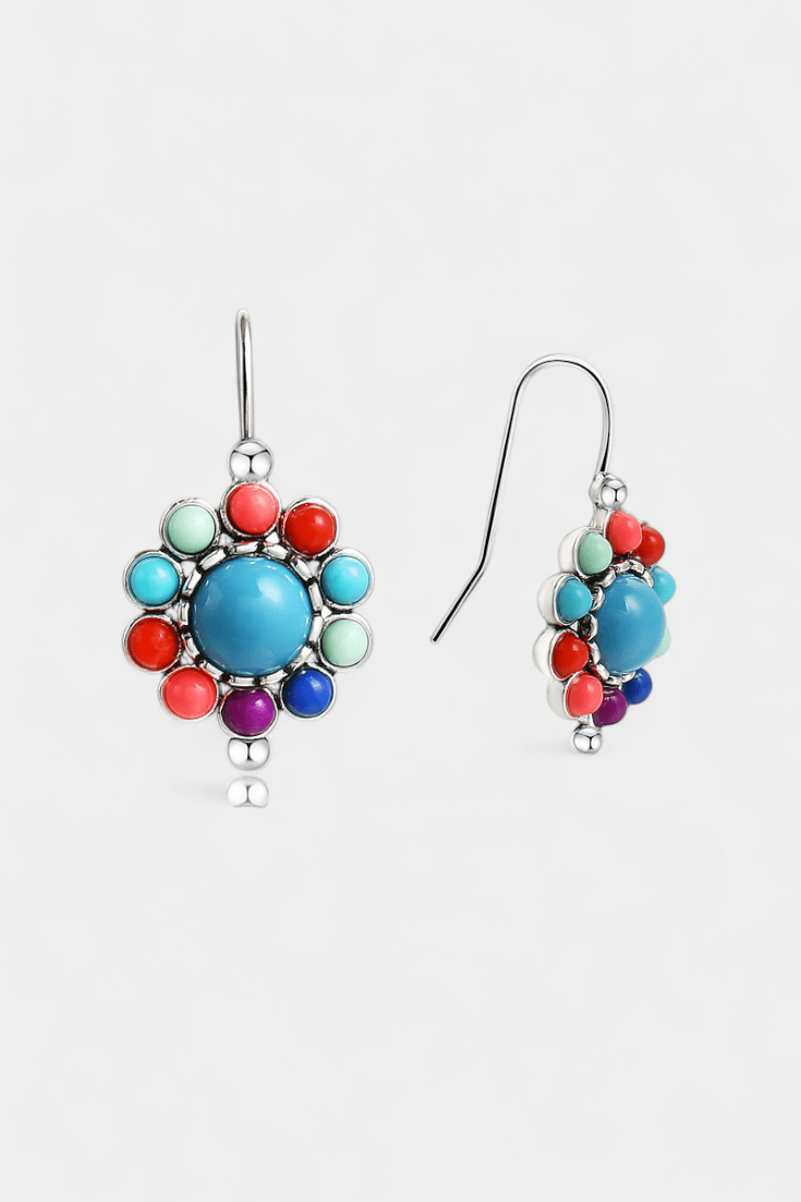 Daugiakolorės Apvalios Auskarai su Turkio