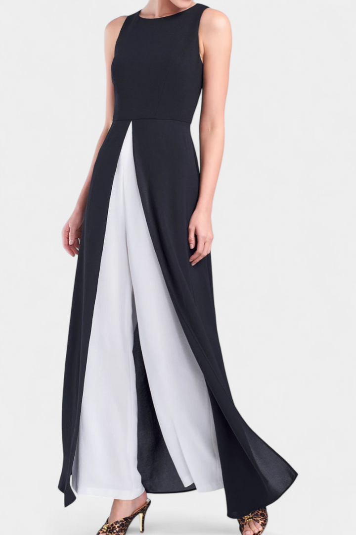 Conjuntos Elegantes Alicia de Duas Cores Sem Mangas com Calças Largas