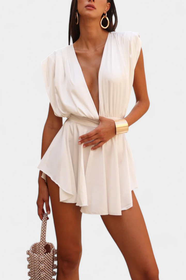 Rosalba Mono com Decote Profundo e Cintura Definida