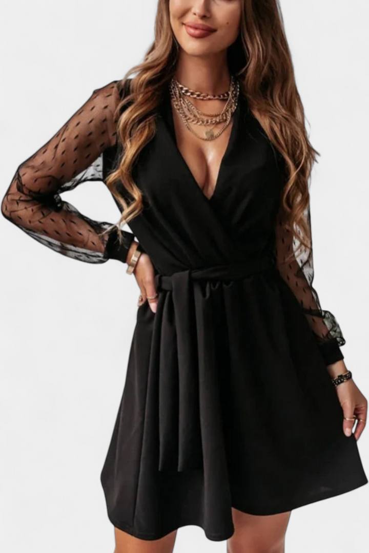 Kalandra Mini Vestido Elegante com Decote Sofisticado e Silhueta Lisonjeira