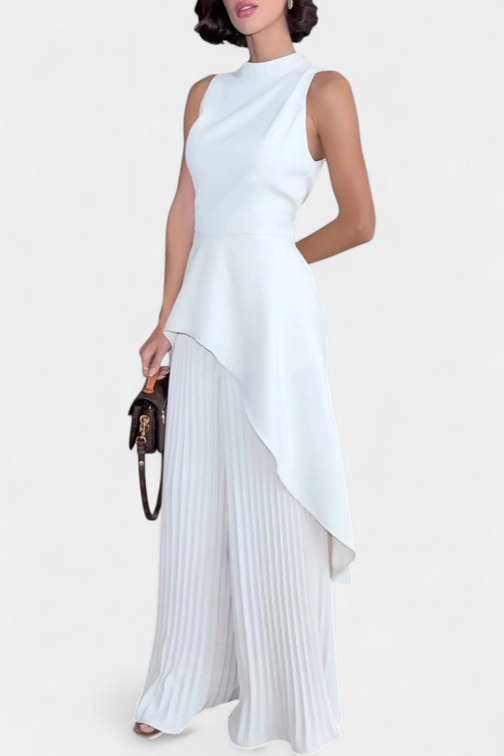 Chrysoula Asimetrinis Komplektas su Plisuotomis Kelnėmis