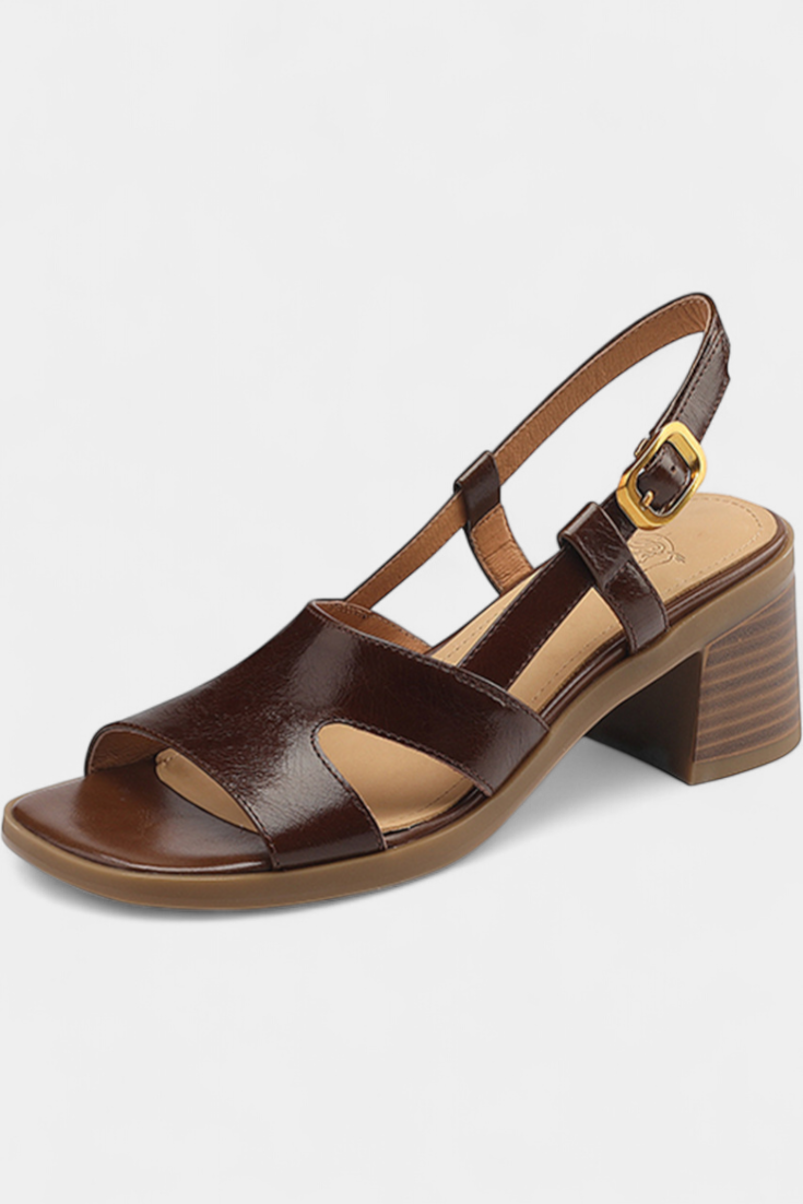 Sandálias Milie Retro com Biqueira Quadrada e Salto Confortável