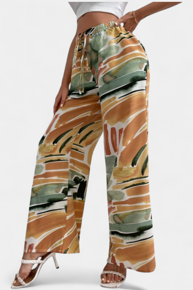 Senda Plati Kelnės su Abstrakčiu Raštu