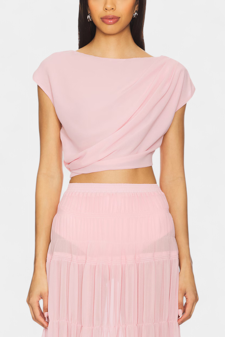 Saias de Chiffon Nalia com Cintura Elástica e Camadas Fluidas