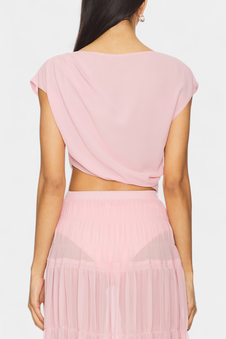 Saias de Chiffon Nalia com Cintura Elástica e Camadas Fluidas