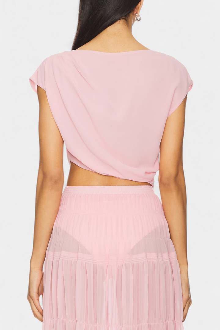 Saias de Chiffon Nalia com Cintura Elástica e Camadas Fluidas