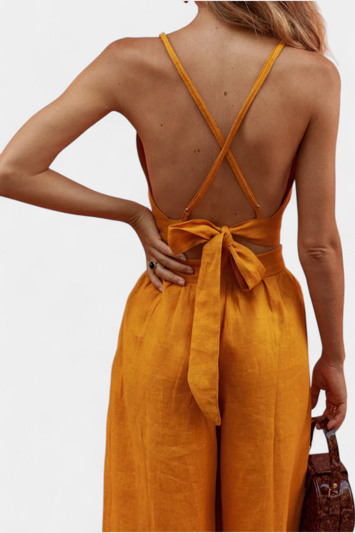 Conjunto de Top de Renda com Costas Abertas e Calças Largas Valentina