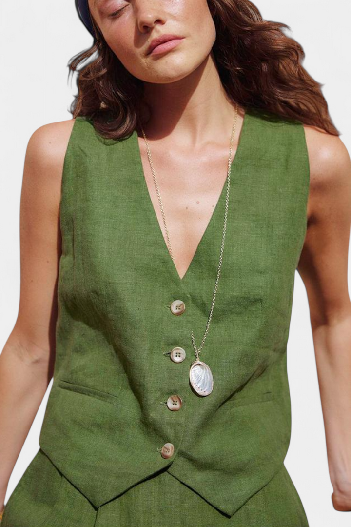 Conjunto Jennifer com Casaco e Calções em Linho e Algodão