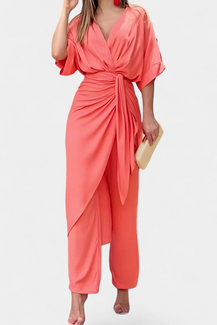 Conjunto Mayleen com Top Cruzado e Calças Retas