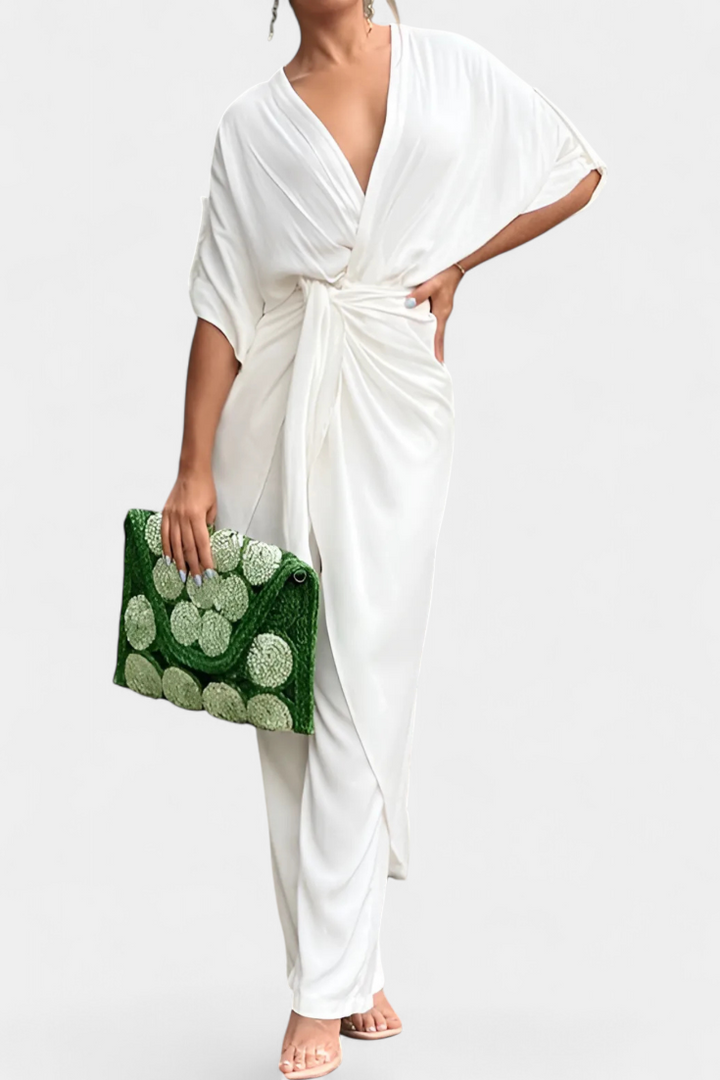 Conjunto Mayleen com Top Cruzado e Calças Retas