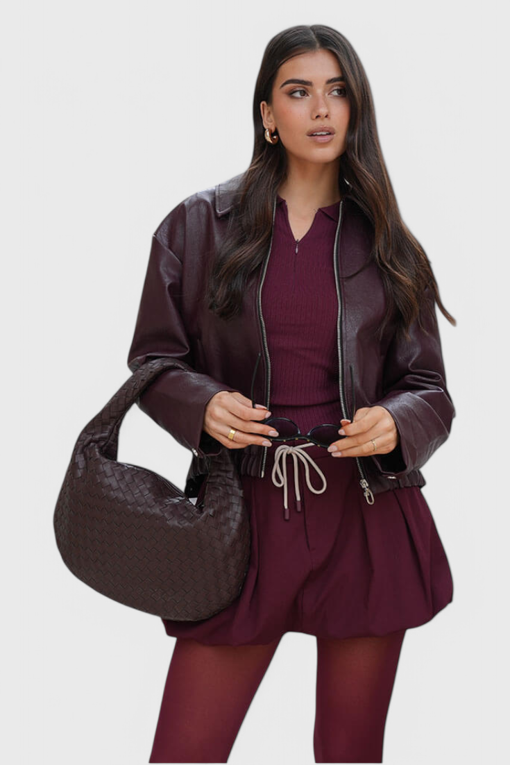 Saco Lilás de Tamanho Médio com Acento de Nó